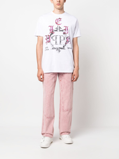 Philipp Plein Chrome T-shirt Mit Rundem Ausschnitt In White