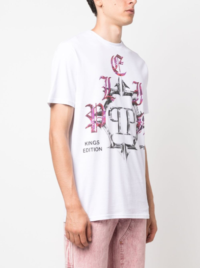 Philipp Plein Chrome T-shirt Mit Rundem Ausschnitt In White