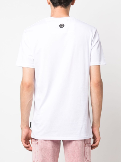 Shop Philipp Plein Ss Chrome Round-neck T-shirt In White