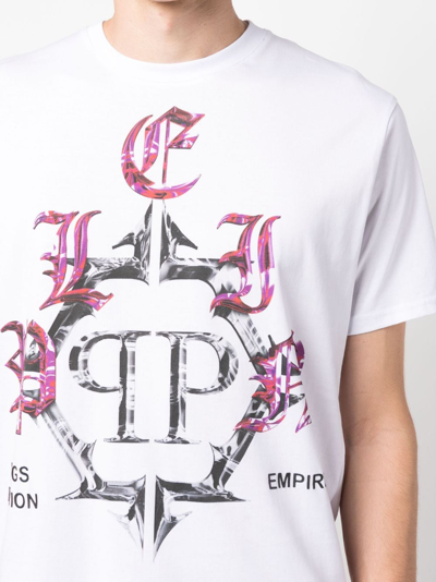 Philipp Plein Chrome T-shirt Mit Rundem Ausschnitt In White