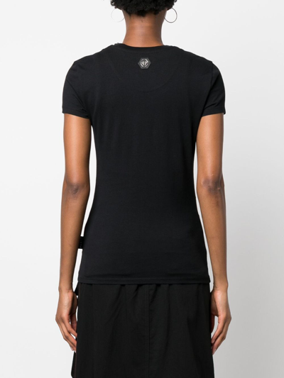 Shop Philipp Plein Crystal-embellished Logo T-shirt In Black