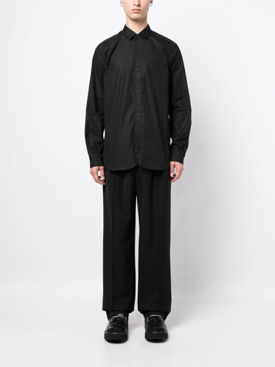 Shop Junya Watanabe Long-sleeve Cotton Shirt In Schwarz