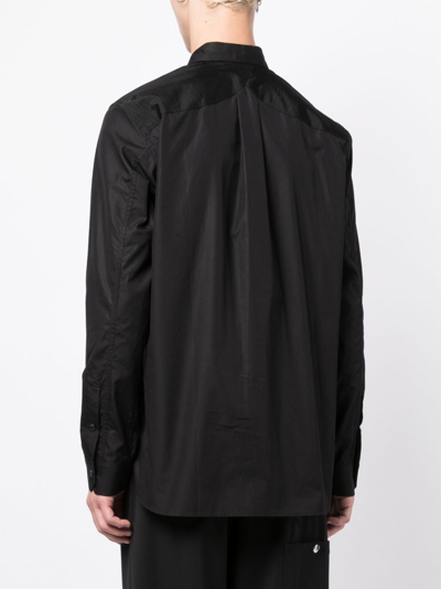 Shop Junya Watanabe Long-sleeve Cotton Shirt In Schwarz