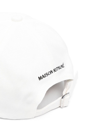 Shop Maison Kitsuné Bold Fox Cotton Baseball Cap In Weiss