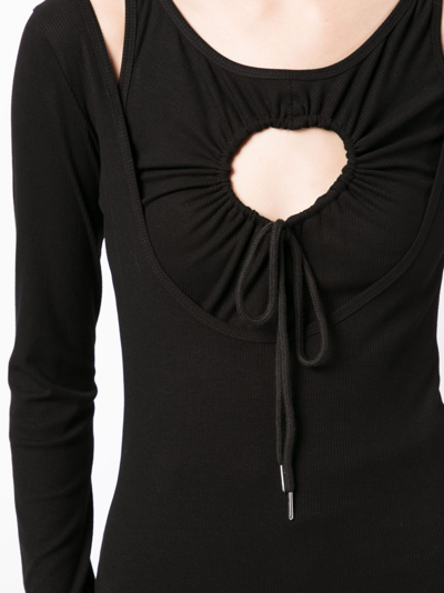 Shop Natasha Zinko Heart Cut-out Long-sleeve T-shirt In Black