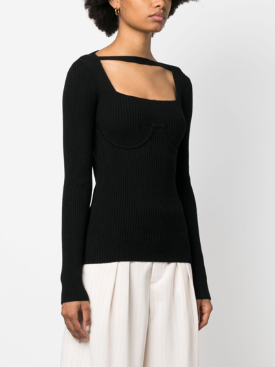 Shop Patou Long-sleeve Knitted Top In Schwarz