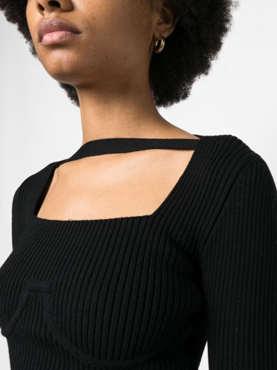 Shop Patou Long-sleeve Knitted Top In Schwarz