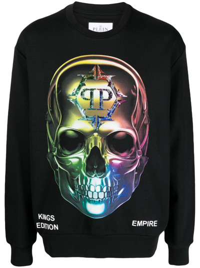 Shop Philipp Plein Chrome Skull-print Sweatshirt In Black