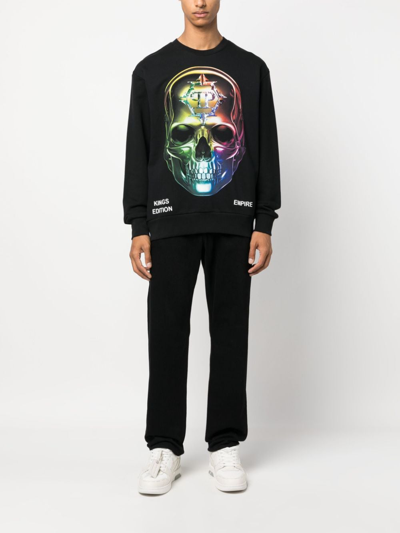 Shop Philipp Plein Chrome Skull-print Sweatshirt In Black