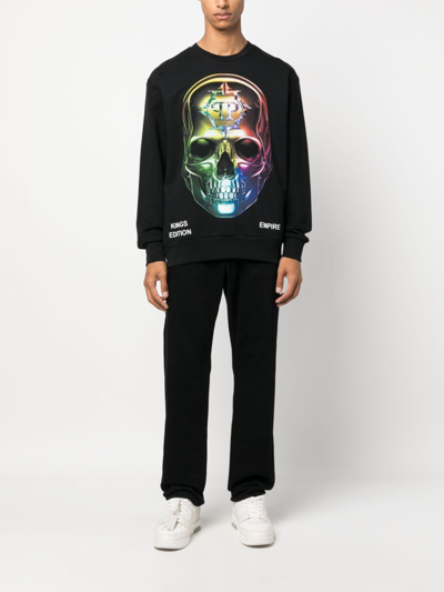 Philipp Plein Chrome Sweatshirt Mit Totenkopf-print In Black