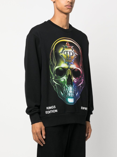 Philipp Plein Chrome Sweatshirt Mit Totenkopf-print In Black
