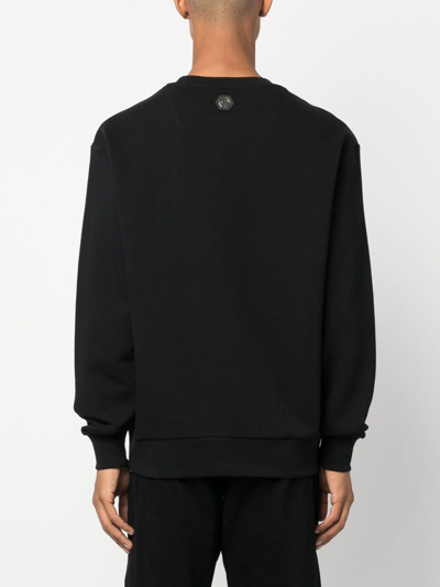 Philipp Plein Chrome Sweatshirt Mit Totenkopf-print In Black