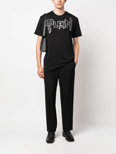 Shop Philipp Plein Chrome Gem-embellished T-shirt In Black