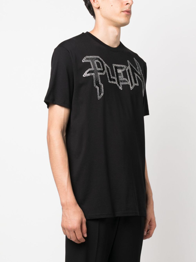 Shop Philipp Plein Chrome Gem-embellished T-shirt In Black