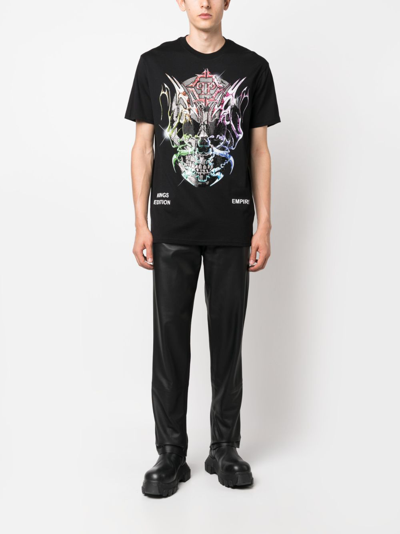 Shop Philipp Plein Ss Chrome Round-neck T-shirt In Black