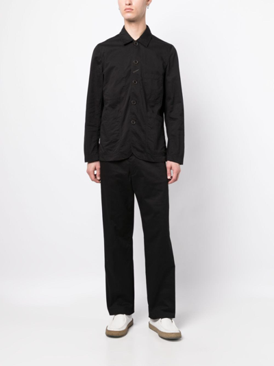 Shop Universal Works Long-sleeve Cotton Shirt In Schwarz