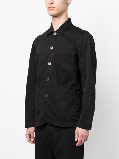 Shop Universal Works Long-sleeve Cotton Shirt In Schwarz