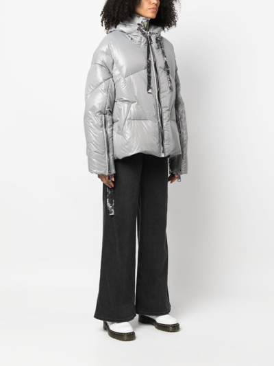 Shop Khrisjoy Khris Iconic Hooded Padded Jacket In Silber