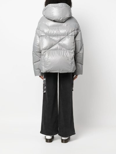 Shop Khrisjoy Khris Iconic Hooded Padded Jacket In Silber