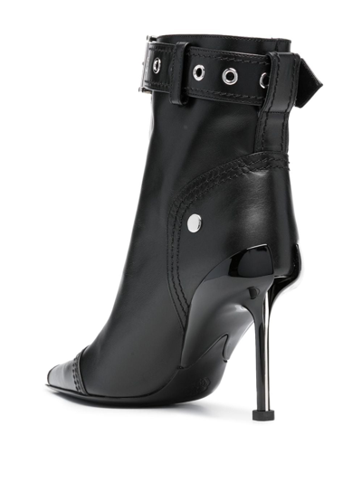 Shop Alexander Mcqueen Buckle-fastening Leather Ankle Boots In Schwarz