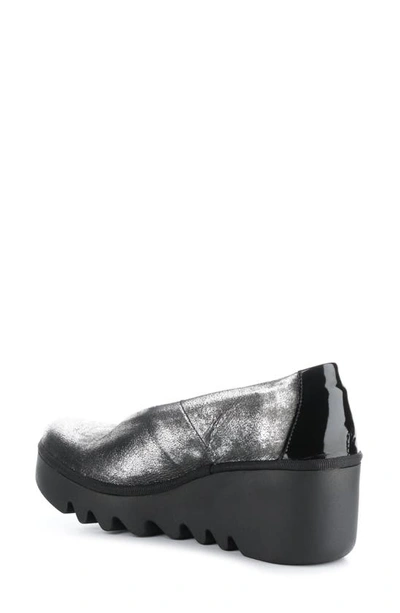 Shop Fly London Beso Wedge Pump In 019 Silver/ Black
