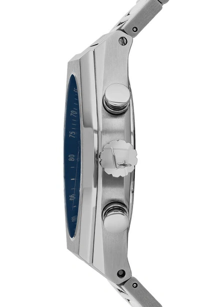 Ferragamo Men's 42mm Tonneau Chronograph Watch With Bracelet Strap, Silver/blue In Silver
