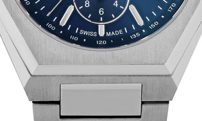Ferragamo Men's 42mm Tonneau Chronograph Watch With Bracelet Strap, Silver/blue In Silver