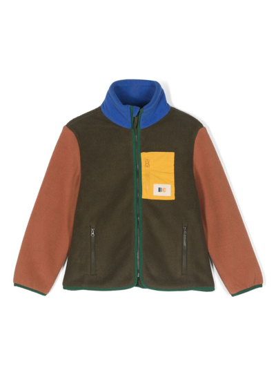 Shop Bobo Choses Colour-block Fleece Jacket In Green