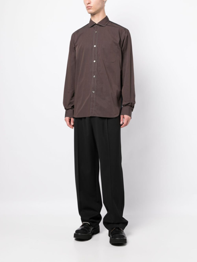 Junya Watanabe Long-sleeve Cotton Shirt In Brown