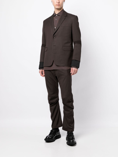 Shop Junya Watanabe Panelled Wool Blazer In Brown