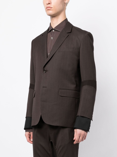 Shop Junya Watanabe Panelled Wool Blazer In Brown