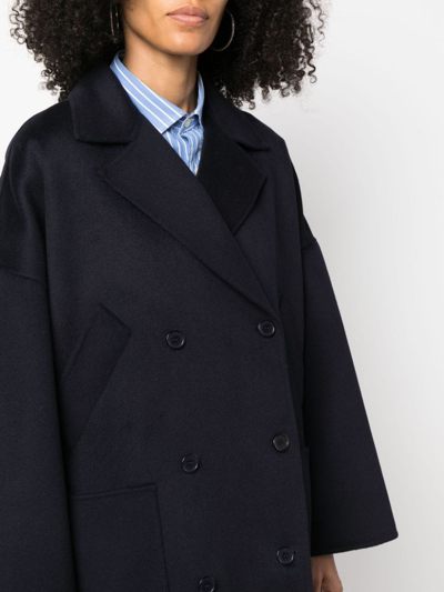 Shop P.a.r.o.s.h Double-breasted Cashmere Coat In Blue