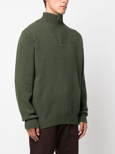 Barbour Half-zip Wool Jumper In Green