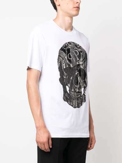 Shop Philipp Plein Ss Snake Round-neck T-shirt In White