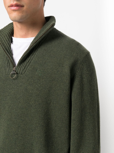 Barbour Half-zip Wool Jumper In Green