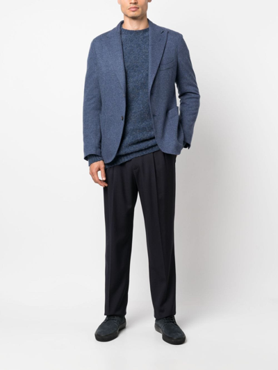 Shop Barba Single-breasted Wool Blend Blazer In Blue