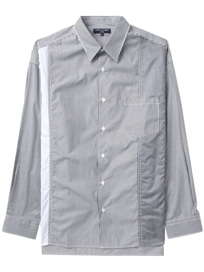 Shop Comme Des Garçons Homme Deux Striped Button-up Cotton Shirt In White/black Mix