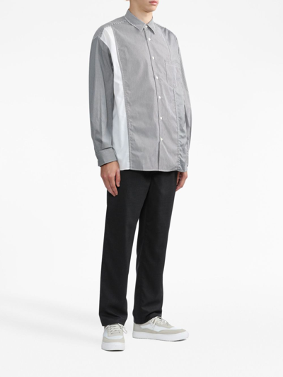 Comme Des Garçons Homme Deux Striped Button-up Cotton Shirt In White/black Mix
