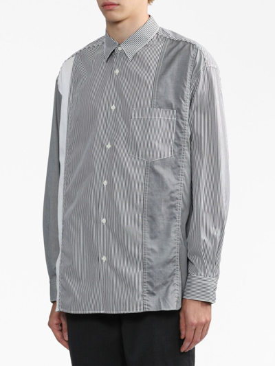 Shop Comme Des Garçons Homme Deux Striped Button-up Cotton Shirt In White/black Mix