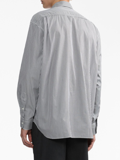 Shop Comme Des Garçons Homme Deux Striped Button-up Cotton Shirt In White/black Mix