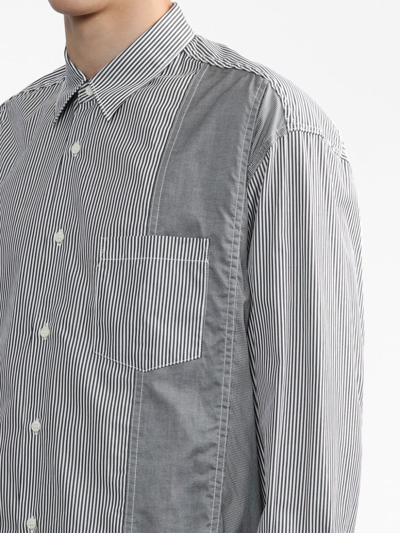 Shop Comme Des Garçons Homme Deux Striped Button-up Cotton Shirt In White/black Mix