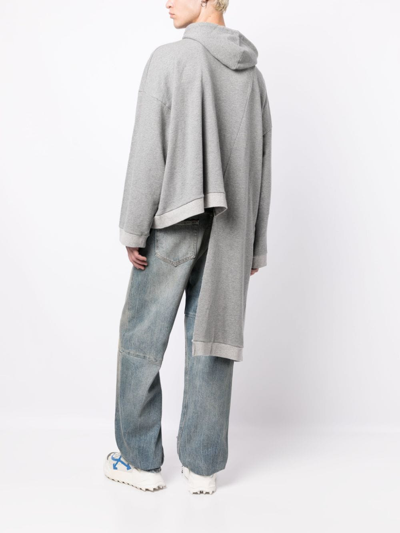 Shop Natasha Zinko Asymmetric Zip-up Cotton Hoodie In Grey