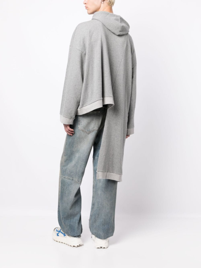 Natasha Zinko Asymmetric Zip-up Cotton Hoodie In Grey