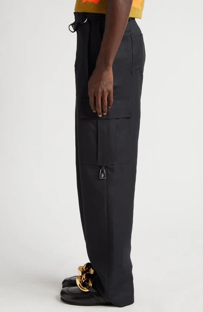 Shop Jw Anderson Belted Padlock Detail Cargo Pants In Black