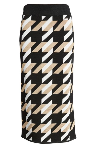 Shop Hugo Boss Furelia Houndstooth Knit Pencil Skirt In Iconic Houndstooth Fantasy