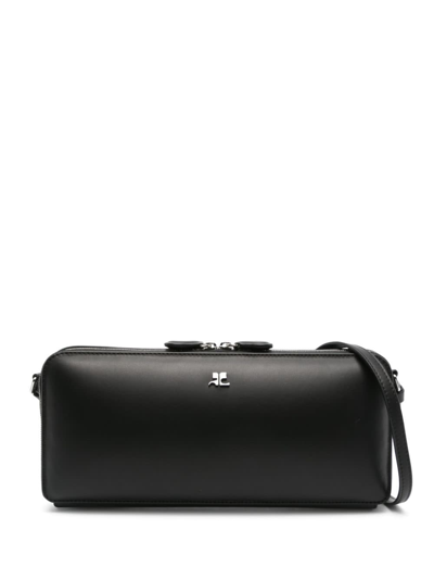 Shop Courrèges Cloud Reflex Leather Baguette Bag In Black