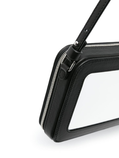 Shop Courrèges Cloud Reflex Leather Baguette Bag In Black