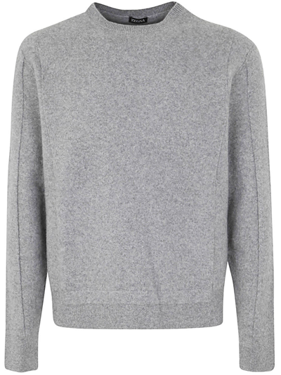 Shop Ermenegildo Zegna Wool And Cashmere Crew Neck Sweater In Grey