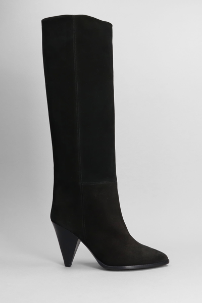Shop Isabel Marant Ririo High Heels Boots In Black Suede