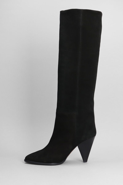 Shop Isabel Marant Ririo High Heels Boots In Black Suede